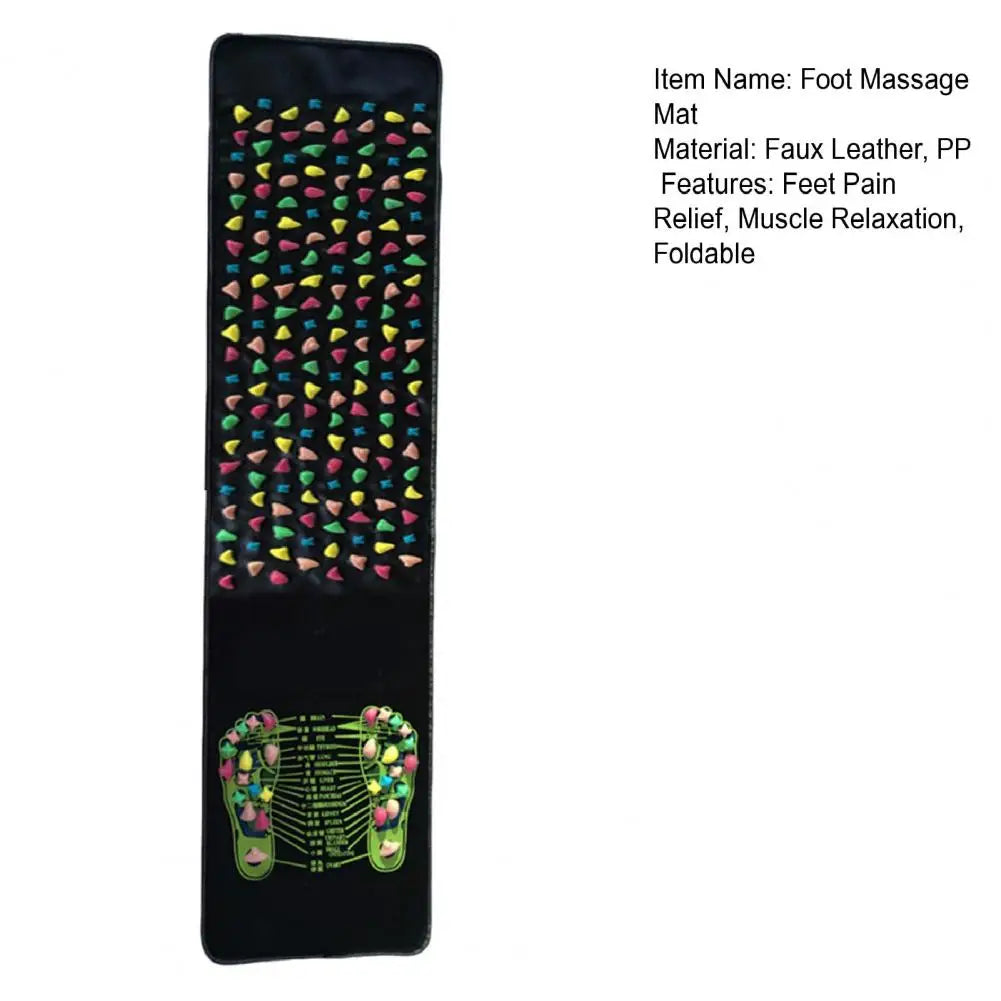 120-175cm Foot Reflexology Massager Mat Feet Pain Relief Anti-slip Foldable Acupressure Pad Portable Stone Walking Massage Tool