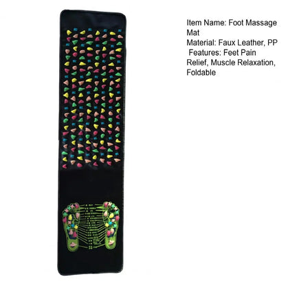 120-175cm Foot Reflexology Massager Mat Feet Pain Relief Anti-slip Foldable Acupressure Pad Portable Stone Walking Massage Tool