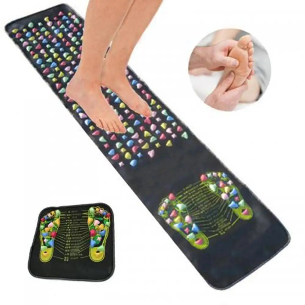 120-175cm Foot Reflexology Massager Mat Feet Pain Relief Anti-slip Foldable Acupressure Pad Portable Stone Walking Massage Tool