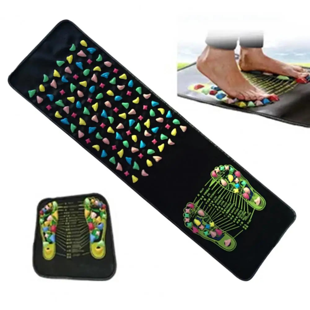 120-175cm Foot Reflexology Massager Mat Feet Pain Relief Anti-slip Foldable Acupressure Pad Portable Stone Walking Massage Tool