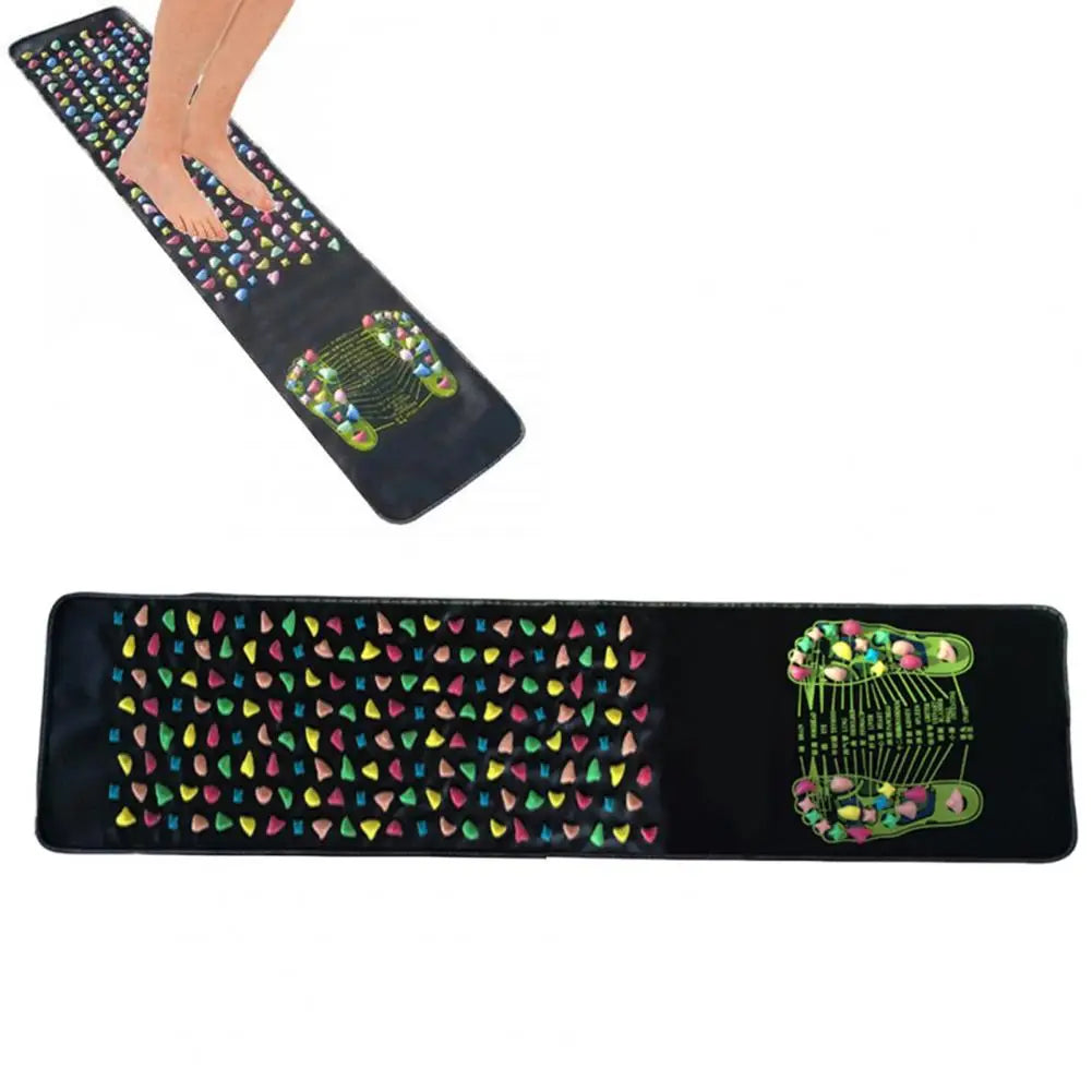 120-175cm Foot Reflexology Massager Mat Feet Pain Relief Anti-slip Foldable Acupressure Pad Portable Stone Walking Massage Tool