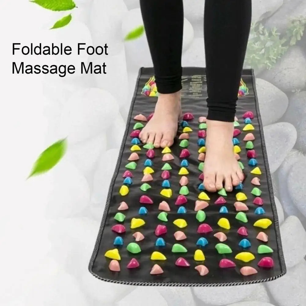 120-175cm Foot Reflexology Massager Mat Feet Pain Relief Anti-slip Foldable Acupressure Pad Portable Stone Walking Massage Tool